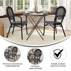 Set di Due Sedie Impilabili con Braccioli Emma & Oliver Colmar Stile Bistrot Thonet da Interno/Esterno, Seduta in Rattan PE e Struttura in Metallo