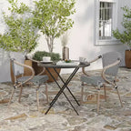 Merrick Lane Mael Set di Due Sedie Impilabili in Stile Bistrò Thonet con Braccioli, Seduta in Textilene e Telaio in Metallo con Finitura Bambù per Interni/Esterni