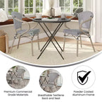 Merrick Lane Mael Set di Due Sedie Impilabili in Stile Bistrò Thonet con Braccioli, Seduta in Textilene e Telaio in Metallo con Finitura Bambù per Interni/Esterni