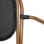 Merrick Lane Mael Set di Quattro Sedie Impilabili in Stile Bistrò Thonet con Braccioli, Seduta in Textilene e Struttura in Metallo Finitura Bambù per Interni/Esterni