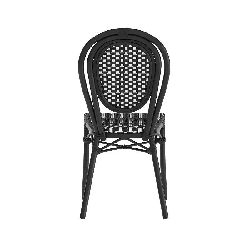 Sedia impilabile Merrick Lane Celia in stile Thonet, sedile in rattan PE e telaio in metallo per uso interno/esterno