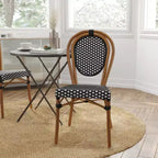 Sedia impilabile Merrick Lane Celia in stile Thonet, sedile in rattan PE e telaio in metallo per uso interno/esterno