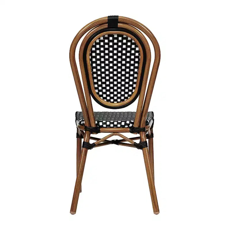 Sedia impilabile Merrick Lane Celia in stile Thonet, sedile in rattan PE e telaio in metallo per uso interno/esterno