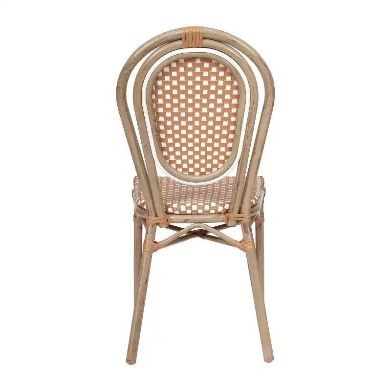 Sedia impilabile Merrick Lane Celia in stile Thonet, sedile in rattan PE e telaio in metallo per uso interno/esterno