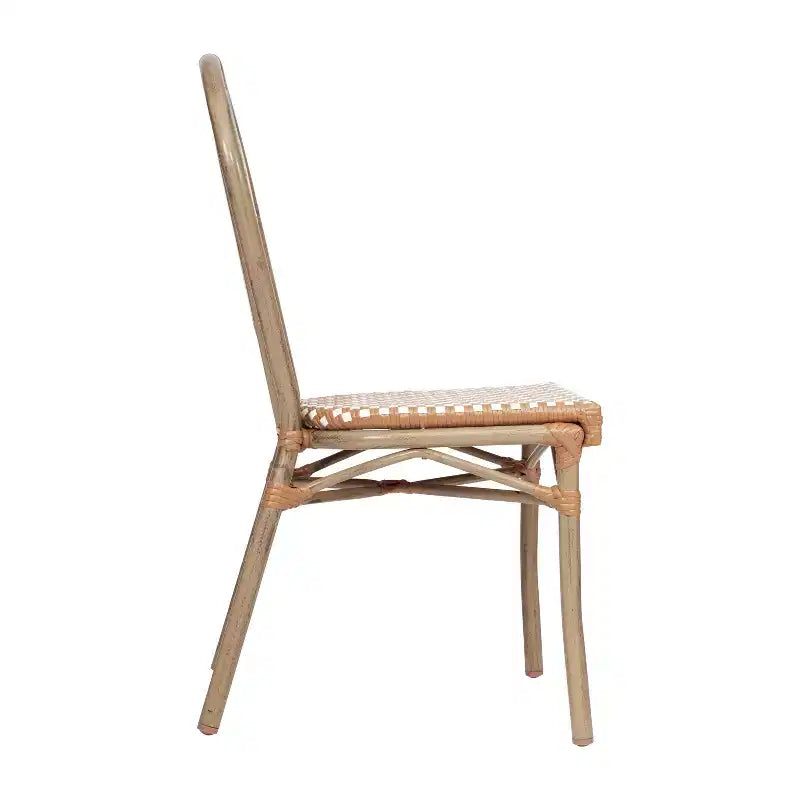 Sedia impilabile Merrick Lane Celia in stile Thonet, sedile in rattan PE e telaio in metallo per uso interno/esterno