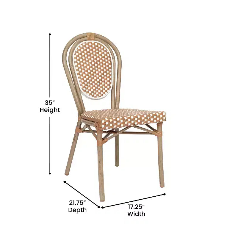 Sedia impilabile Merrick Lane Celia in stile Thonet, sedile in rattan PE e telaio in metallo per uso interno/esterno