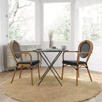 Sedia impilabile Merrick Lane Celia in stile Thonet, sedile in rattan PE e telaio in metallo per uso interno/esterno