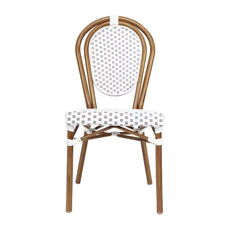 Sedia impilabile Merrick Lane Celia in stile Thonet, sedile in rattan PE e telaio in metallo per uso interno/esterno