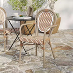 Sedia impilabile Merrick Lane Celia in stile Thonet, sedile in rattan PE e telaio in metallo per uso interno/esterno