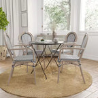 Merrick Lane Mael Lot de quatre chaises empilables de style bistrot Thonet avec assise en textilène et cadre en métal finition bambou pour l'intérieur/l'extérieur