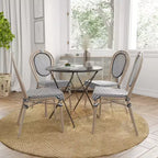 Merrick Lane Mael Lot de quatre chaises empilables de style bistrot Thonet avec assise en textilène et cadre en métal finition bambou pour l'intérieur/l'extérieur