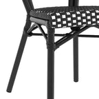 Merrick Lane Celia Set di Quattro Sedie Impilabili in Stile Bistrò Thonet, Seduta in Rattan PE e Struttura in Metallo per Uso Interno/Esterno