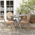Merrick Lane Celia Set di Quattro Sedie Impilabili in Stile Bistrò Thonet, Seduta in Rattan PE e Struttura in Metallo per Uso Interno/Esterno