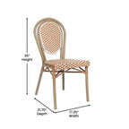 Merrick Lane Celia Set di Quattro Sedie Impilabili in Stile Bistrò Thonet, Seduta in Rattan PE e Struttura in Metallo per Uso Interno/Esterno