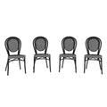 Merrick Lane Celia Set di Quattro Sedie Impilabili in Stile Bistrò Thonet, Seduta in Rattan PE e Struttura in Metallo per Uso Interno/Esterno