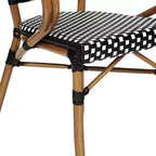Merrick Lane Sacha - Set di due sedie impilabili in stile bistrot Thonet con braccioli, seduta in rattan PE e struttura in metallo effetto bambù per uso interno/esterno