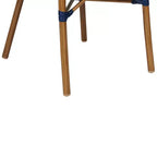 Merrick Lane Sacha - Set di due sedie impilabili in stile bistrot Thonet con braccioli, seduta in rattan PE e struttura in metallo effetto bambù per uso interno/esterno