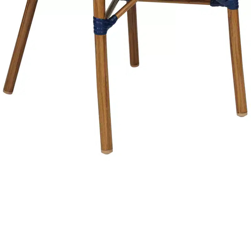 Merrick Lane Sacha - Set di due sedie impilabili in stile bistrot Thonet con braccioli, seduta in rattan PE e struttura in metallo effetto bambù per uso interno/esterno