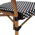 Emma & Oliver Colmar Set di Quattro Sedie da Interno/Esterno Impilabili Stile Bistrot Thonet con Braccioli, Seduta in Rattan PE e Struttura in Metallo Rifinito