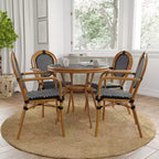 Merrick Lane Celia Set di quattro sedie impilabili in stile bistrot Thonet con braccioli, seduta in rattan PE e telaio in metallo per uso interno/esterno