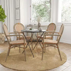 Merrick Lane Celia Set di quattro sedie impilabili in stile bistrot Thonet con braccioli, seduta in rattan PE e telaio in metallo per uso interno/esterno
