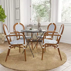 Merrick Lane Celia Set di quattro sedie impilabili in stile bistrot Thonet con braccioli, seduta in rattan PE e telaio in metallo per uso interno/esterno