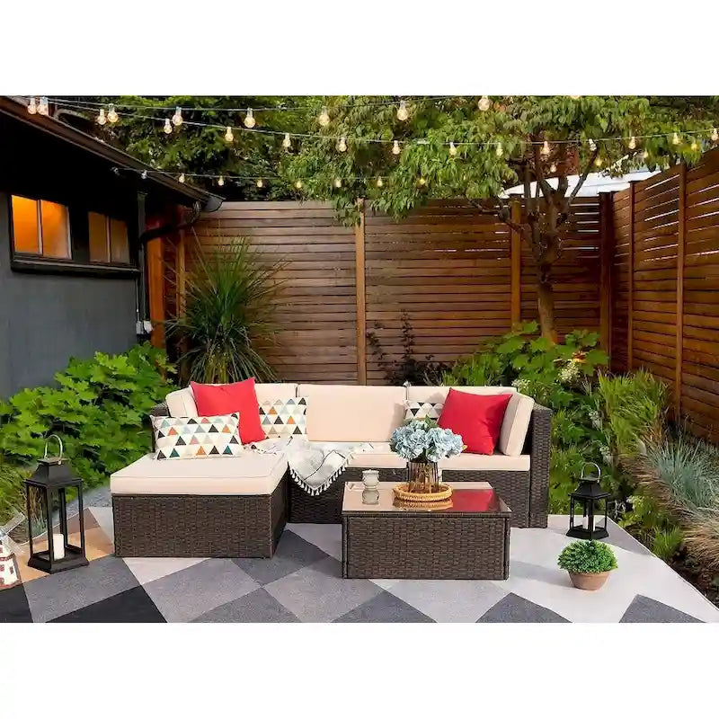 Ensemble de 5 meubles de patio d'extérieur, canapé sectionnel d'extérieur, meubles d'extérieur