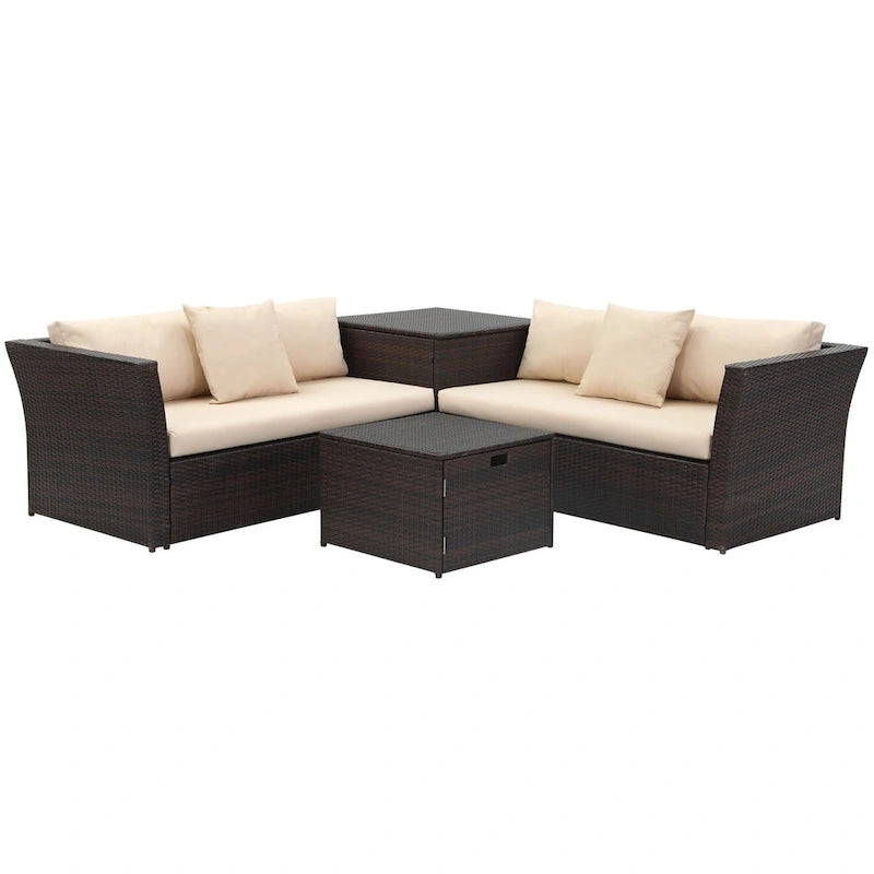SAFAVIEH Makala Set Sezionale da Esterno con Contenitore - 58L x 26P x 32H