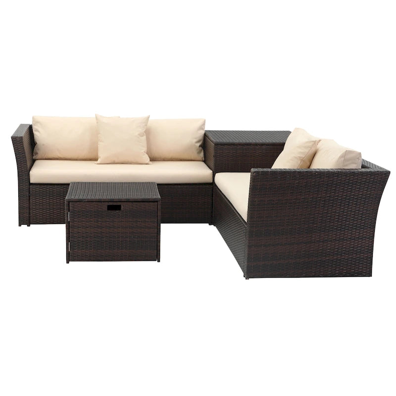 SAFAVIEH Makala Set Sezionale da Esterno con Contenitore - 58L x 26P x 32H