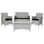 SAFAVIEH Viroana Set da 4 Pezzi in Vimini Grigio/Nero - 43L x 23P x 34A
