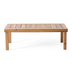 Divanetto da esterno e tavolino da caffè Louver in legno di acacia con cuscini di Christopher Knight Home