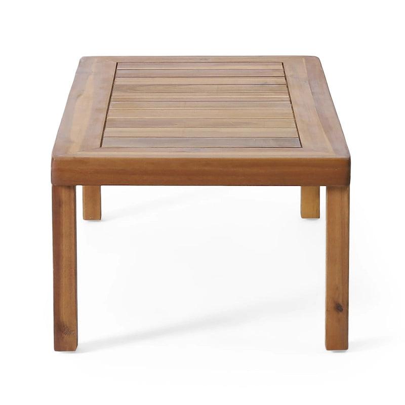 Divanetto da esterno e tavolino da caffè Louver in legno di acacia con cuscini di Christopher Knight Home