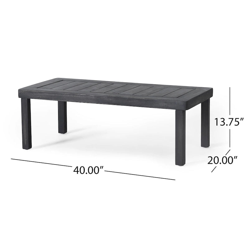 Divanetto da esterno e tavolino da caffè Louver in legno di acacia con cuscini di Christopher Knight Home