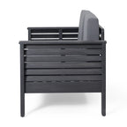 Divanetto da esterno e tavolino da caffè Louver in legno di acacia con cuscini di Christopher Knight Home
