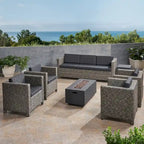 Salon de jardin 7 places en osier Hammersmith avec foyer par Christopher Knight Home