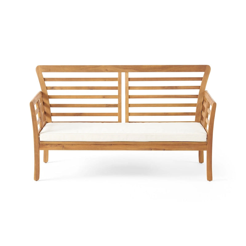 Divanetto da esterno Caydon in legno di acacia con cuscini di Christopher Knight Home