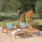 Perla Outdoor Acacia Wood Chaise Lounge (Set of 2) by Christopher Knight Home