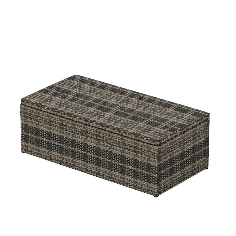 Set da patio e tavolino contenitore Cruz a 4 pezzi in vimini per esterni con cuscini