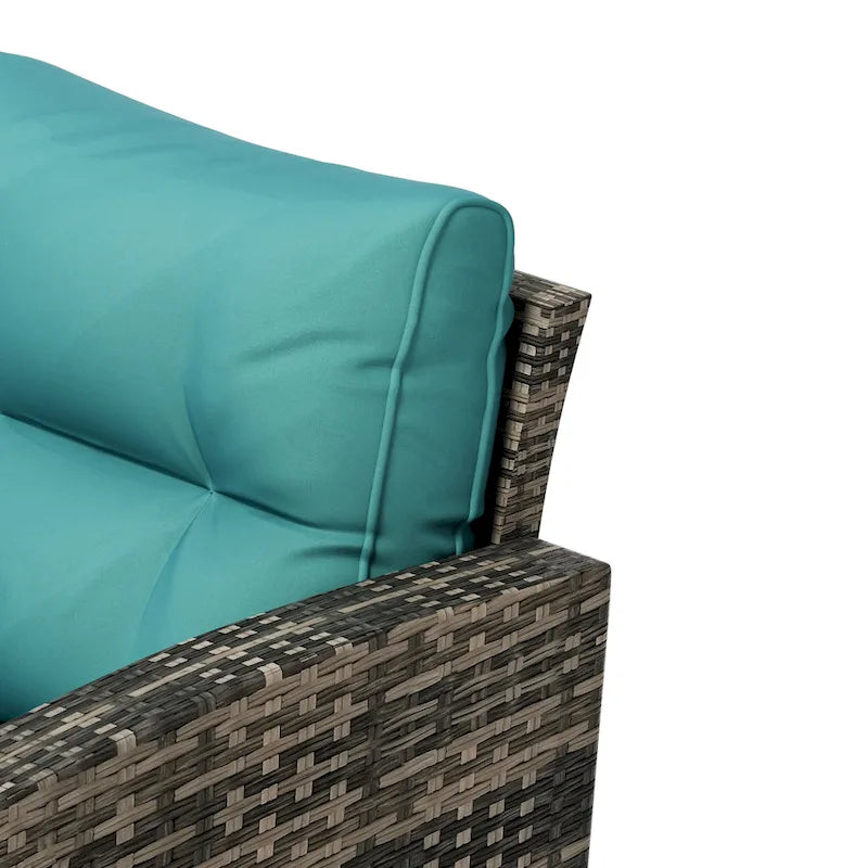 Set da patio e tavolino contenitore Cruz a 4 pezzi in vimini per esterni con cuscini