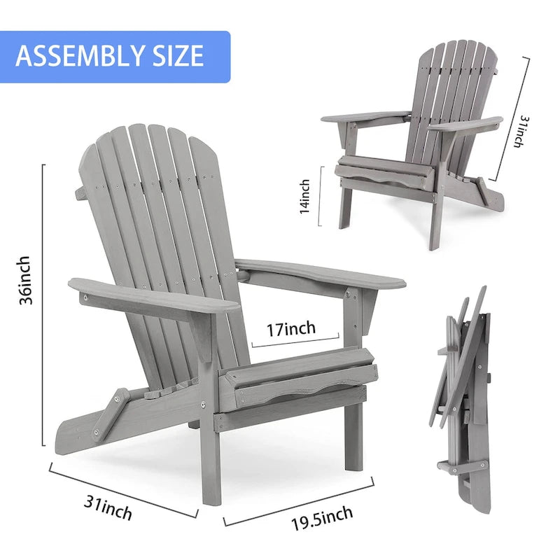Lot de 2 chaises Adirondack pliantes en bois pour l'extérieur