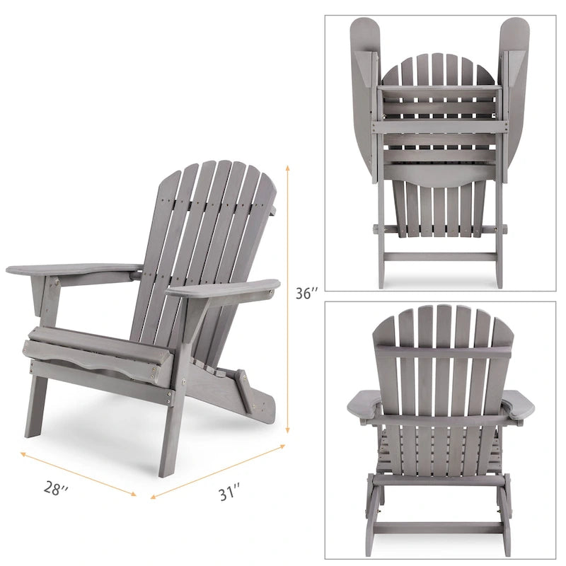 Lot de 2 chaises Adirondack pliantes en bois pour l'extérieur