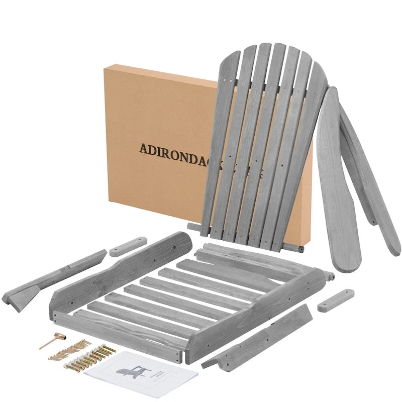 Lot de 2 chaises Adirondack pliantes en bois pour l'extérieur