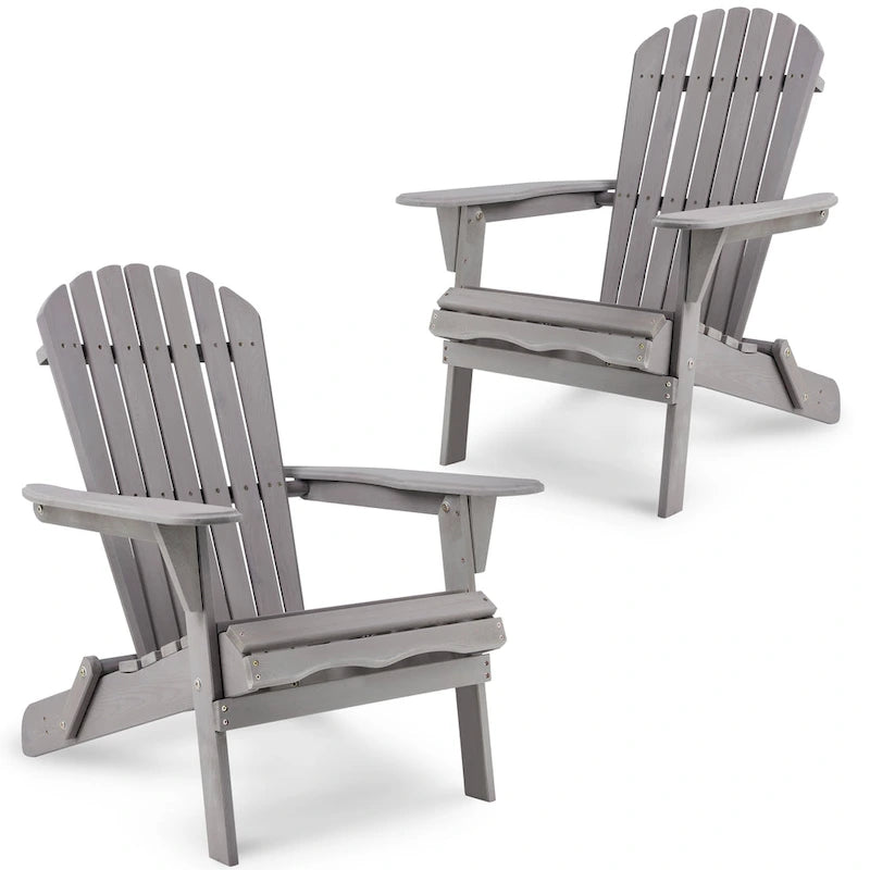 Lot de 2 chaises Adirondack pliantes en bois pour l'extérieur
