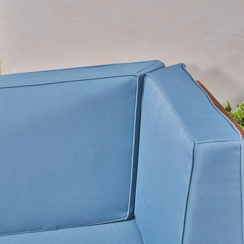 Divano sezionale a 7 posti a V Oana Outdoor in legno di acacia con braciere di Christopher Knight Home