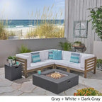 Divano sezionale a 7 posti a V Oana Outdoor in legno di acacia con braciere di Christopher Knight Home