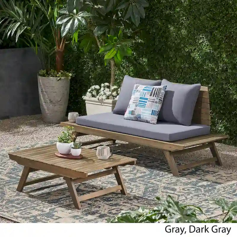 Ensemble de patio extérieur 2 pièces en bois d'acacia Sedona par Christopher Knight Home
