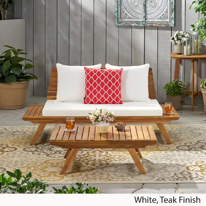 Ensemble de patio extérieur 2 pièces en bois d'acacia Sedona par Christopher Knight Home