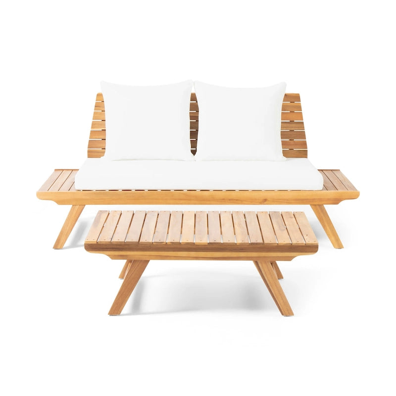 Ensemble de patio extérieur 2 pièces en bois d'acacia Sedona par Christopher Knight Home