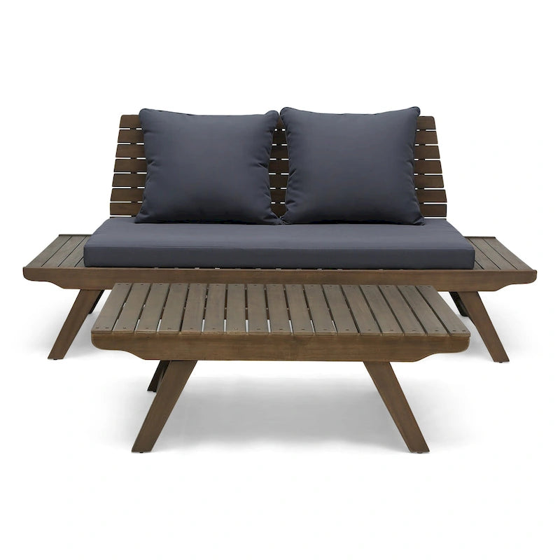 Ensemble de patio extérieur 2 pièces en bois d'acacia Sedona par Christopher Knight Home