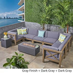 Set divano componibile a U a 8 posti Brava Outdoor in legno di acacia con braciere di Christopher Knight Home